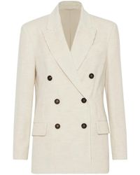 Brunello Cucinelli - Cotton Blend Double-Breasted Jacket - Lyst