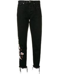 Off-White c/o Virgil Abloh Jeans mit Blumenstickerei - Schwarz