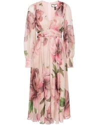 Nissa - Floral-print Flared Midi Dress - Lyst