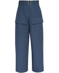 Jil Sander - Belted Straight-leg Cotton Trousers - Lyst