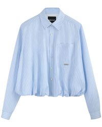 PRIVATE POLICY - Bubble-Hem Cropped Stripe Shirt - Lyst