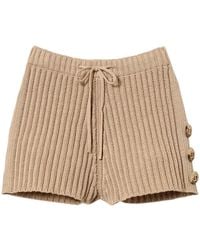 Twinset - Button-Detail Ribbed-Knit Shorts - Lyst