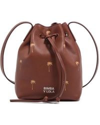 Bimba Y Lola - Small Palm-Tree Print Drawstring Bucket Bag - Lyst