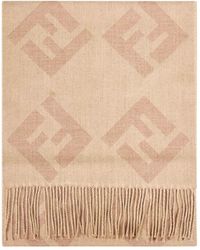 Fendi - Diagonal Macro Ff Fringed Scarf - Lyst