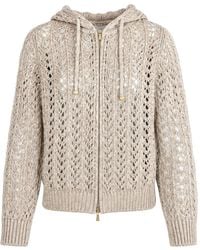 Eleventy - Pointelle-Knit Full-Zip Hoodie - Lyst