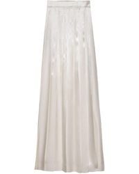 Prada - Falda midi plisada de satén - Lyst