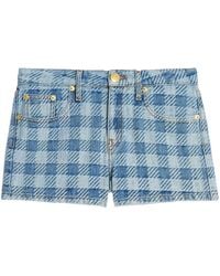 Ami Paris - Mini Checkered Denim Shorts - Lyst