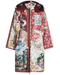 FARM Rio - Floral-Print Hooded Coat - Lyst