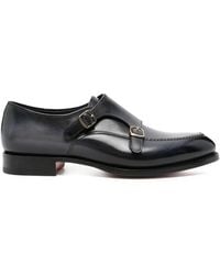 Santoni - Buckle-Strap Leather Monk Shoes - Lyst