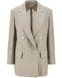 Max Mara - Linen Double-Breasted Jacket - Lyst