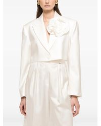 Nissa - Floral-Detail Crop Blazer - Lyst
