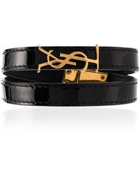 Saint Laurent Pulsera con logo - Negro