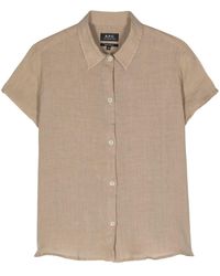 A.P.C. - Short-sleeves Linen Shirt - Lyst