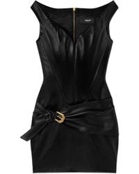Versace - Minikleid aus Leder mit Gürtel - Lyst