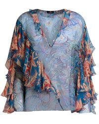 Etro - Blouse Volantée À Fleurs - Lyst