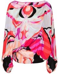 PUCCI - Geometric-Print Silk Top - Lyst