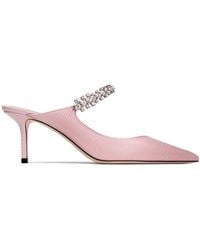 Jimmy Choo - Bing 100mm Crystal-embellished Leather Mules - Lyst