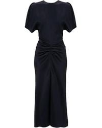 Victoria Beckham - Gathered-Waist Midi Dress - Lyst
