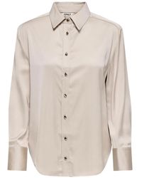 ONLY - Satin-Finish Long-Sleeve Shirt - Lyst