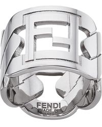 Fendi Ff Motif Ring in Silver (Metallic) for Men - Lyst