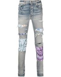 Amiri - Bandana-Underlay Distressed Slim-Fit Jeans - Lyst