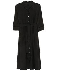 120% Lino - Belted Button-Down Midi Dress - Lyst