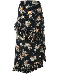 Marni Floral ruffled skirt - Nero