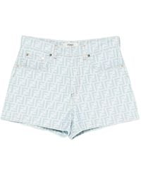 Fendi - Lichtblauwe Ff Denim Shorts - Lyst