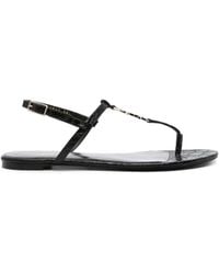 Saint Laurent - Cassandra Croc-embossed Leather Slingback Thong Sandals - Lyst