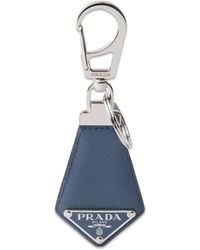 Prada - Saffiano Leather Keychain - Lyst