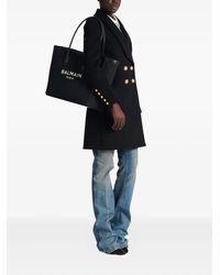 Balmain - Bolso Shopper Con Placa Del Logo - Lyst