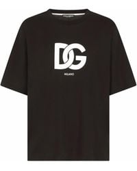 Dolce & Gabbana - T-Shirt En Coton À Imprimé Logo Dg - Lyst