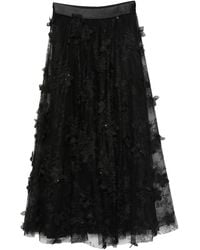 Nissa - Floral-Lace Tiered Midi Skirt - Lyst