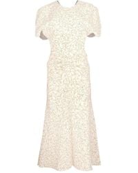 Victoria Beckham - Gathered floral-print midi dress - Lyst