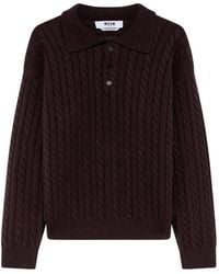 MSGM - Cable-Knit Polo Shirt - Lyst