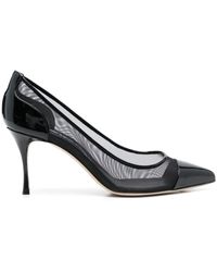 Sergio Rossi - Mesh-detail Pointed Leather Pumps - Lyst
