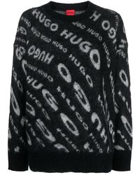 HUGO - Jersey con logo en intarsia - Lyst