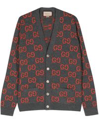 Gucci - GG Supreme-jacquard Wool Cardigan - Lyst