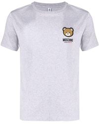 Moschino - Meliertes T-Shirt mit Teddy-Patch - Lyst
