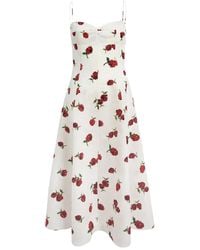 KHAITE - Isabella Floral-Print Midi Dress - Lyst