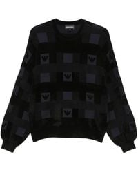 Emporio Armani - Logo-Patterned Chenille Sweater - Lyst