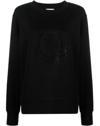 Moncler - Sweatshirt Crystal Embellished Logo Black - Lyst