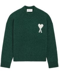 Ami Paris - Crew-Neck Alpaca Sweater With Ami De Coeur - Lyst