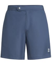 Brunello Cucinelli - Tabbed Waistband Piping Swim Shorts - Lyst