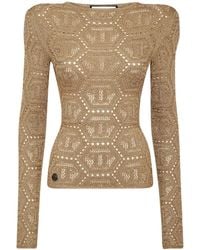 Philipp Plein - Logo-Embroidered Knitted Top - Lyst