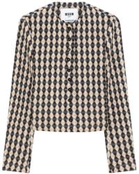 MSGM - Diamond-Pattern Button-Up Jacket - Lyst