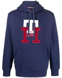 Tommy Hilfiger - Hoodie En Coton Mélangé À Logo Appliqué - Lyst
