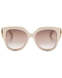 Gucci - Runde Sonnenbrille mit Logo-Schild - Lyst