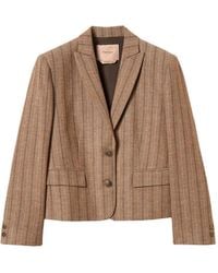 Twinset - Wool Blend Cropped Pinstripe Blazer - Lyst
