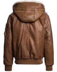 Parajumpers - Hooded Leather Jacket - Lyst